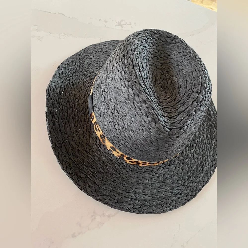 Vince Camuto Straw Hat With Animal Print Band